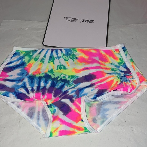 (M) UNISEX PINK Victoria's Secret Boyshort Panty Tie Dye - Picture 4 of 12